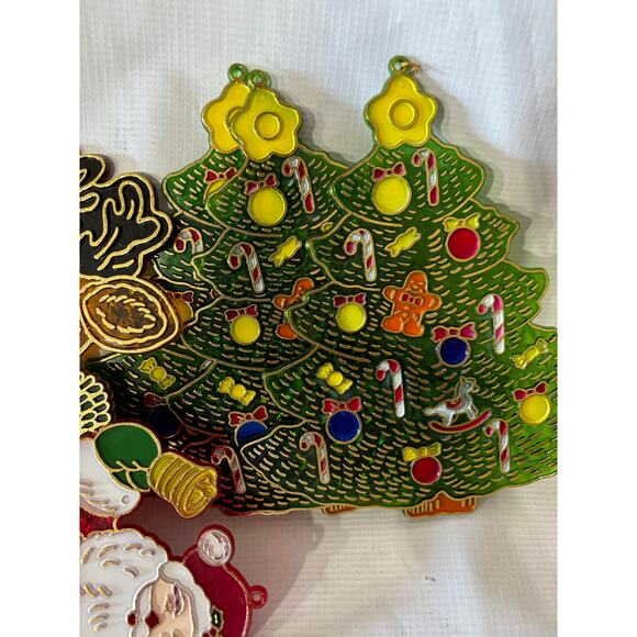 Vintage Christmas Suncatchers Lot (8) Santa Reindeer Plastic Window Hanging 9" - Picture 7 of 7